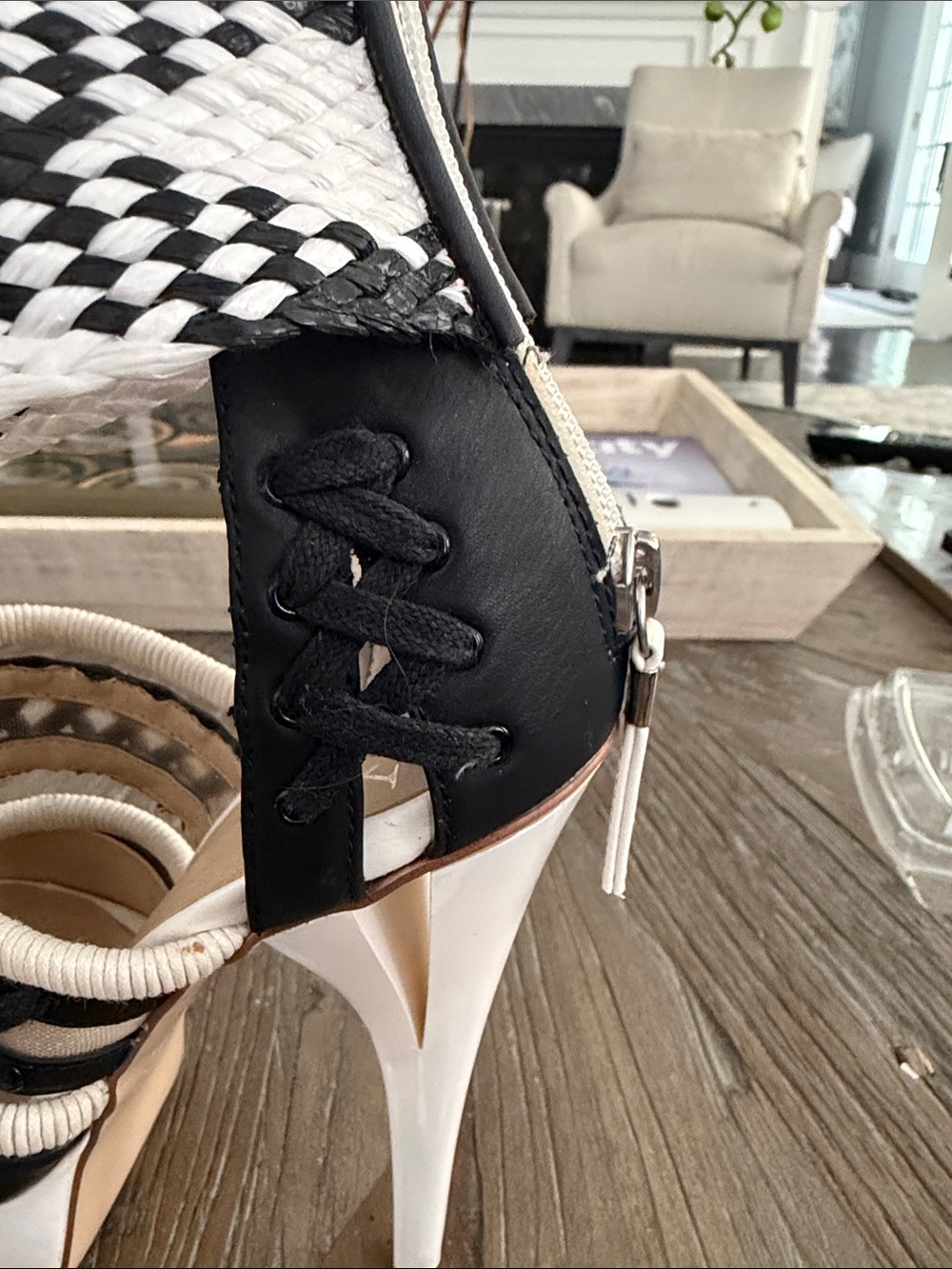 GX by Gwen Stefani Black and White Woven Platform Sandals - Picture 6 of 8